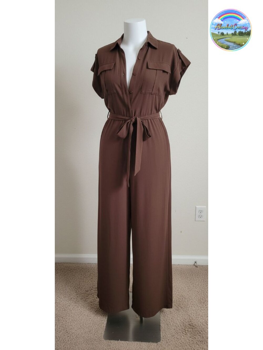 Women's Long Sleeve Wide Leg Jumpsuit Belted Loose Romper Work Party